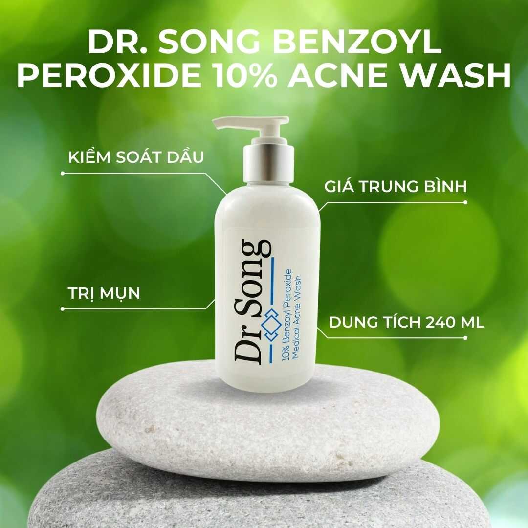 Sữa tắm trị mụn lưng Dr. Song Benzoyl Peroxide 10% Acne Wash